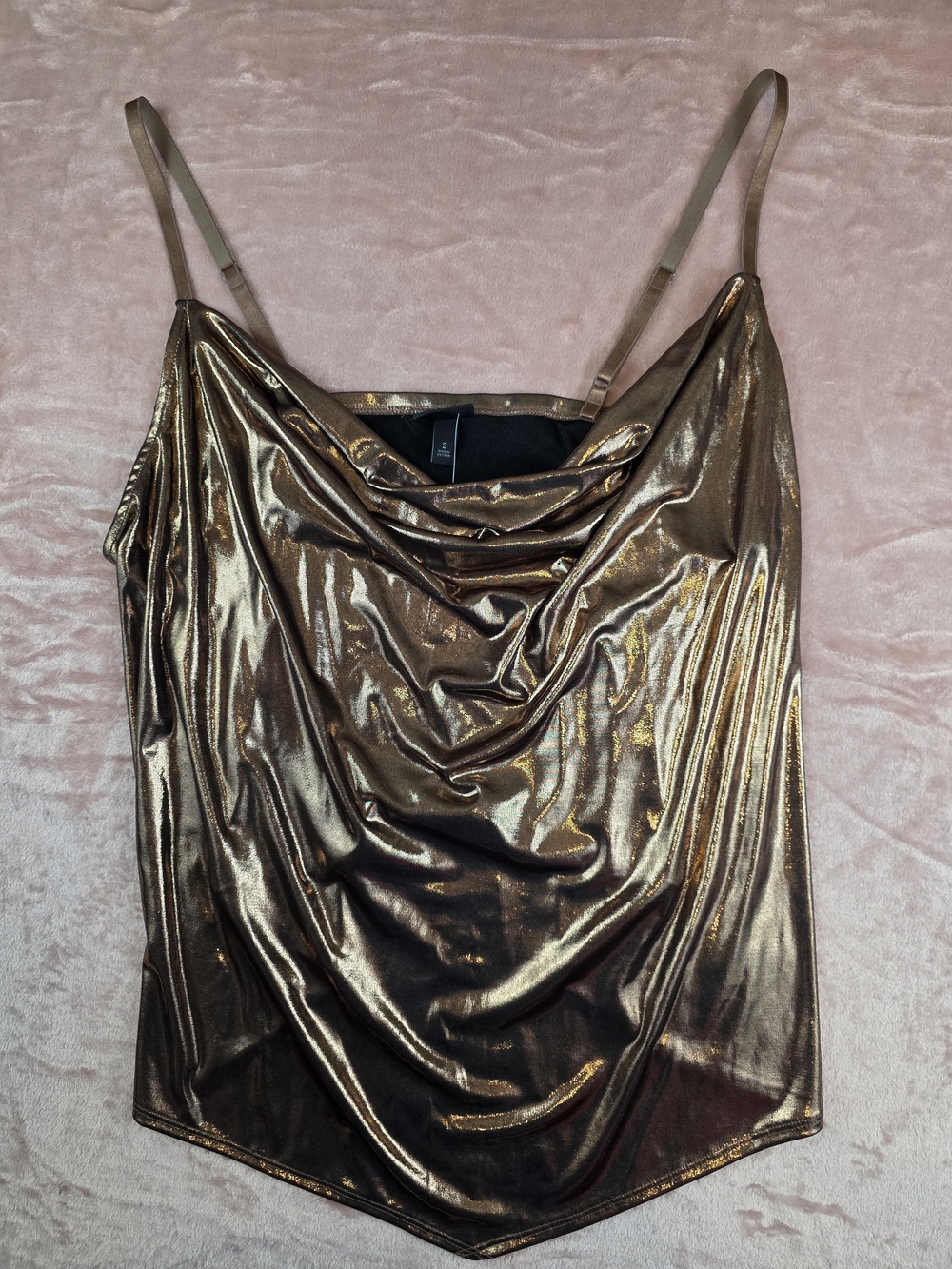 torrid Metallic Bronze Cowl Neck Spaghetti Strap Tank